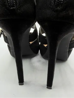 JustFab Kamryn Heels 7.5 Black Strappy Pointed Toe Stiletto Buckle Goth thumbnail 10