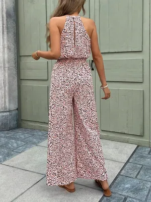✨ Boho Floral Halter Jumpsuit • Wide Leg • Size S 🌸 thumbnail 2