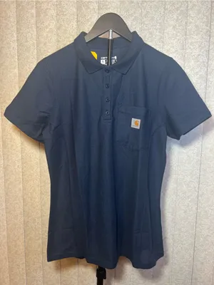 Carhartt‎ NWT Women’s Navy Relaxed Fit Stain Breaker Pocket Polo M thumbnail 1
