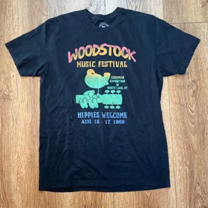 Woodstock Music Festival 1969 Graphic T-Shirt Womens M Goodie Two Sleeves Hippie thumbnail 1