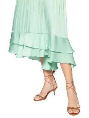 NWOT Farm Rio Tiered Ruffled Sleeveless V-neck Midi Dress Green Sz L thumbnail 5