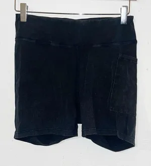Free people movement off gray black acid wash cotton biker shorts thumbnail 1