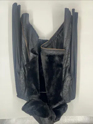 GEORGIE" black soft faux-fur metallic faux fur jacket hoodie Moto jacket thumbnail 4