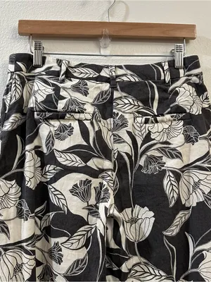 Anthropologie Maeve Womens Floral‎ Linen Blend Wide Leg Pants Size 2 thumbnail 6