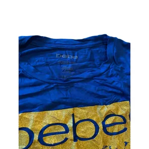 bebe Royal Blue T-Shirt Gold Graphic Size L thumbnail 3