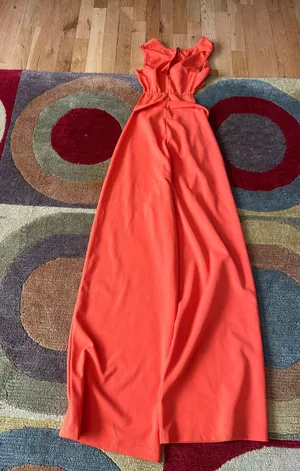 PrettyLittleThing Orange Cutout Sleeveless Pants Jumpsuit One Piece Size 0 thumbnail 5