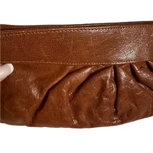 Lauren Merkin Boho Distressed Leather Brown Unique Luxe Clutch Bag thumbnail 4