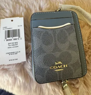 NWT Coach CW883 Zip Card Case In Signature Canvas In Silver/Chambray thumbnail 1