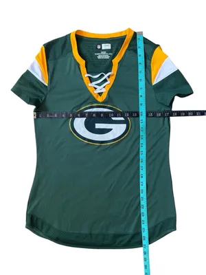 NFL Team Apparel Jersey Top Small Green Bay Packers Lace Up Tunic HiLo Sporty thumbnail 4