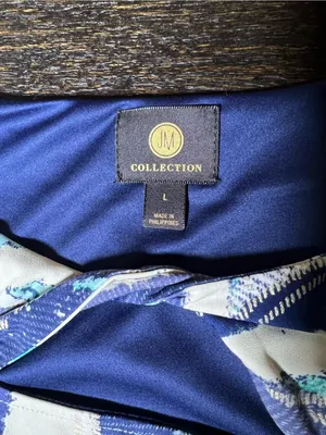JM Collection Sleeveless Dress Blue Teal Abstract Twist Keyhole Neck Size Large thumbnail 6