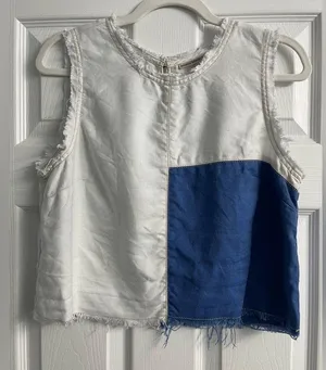 🌮Anthropologie Holding Horses Frida Patchwork Denim Tank Top Size 6 thumbnail 1