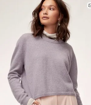 Aritzia Wilfred Aubri sweater, Alpaca yarn Soft Lilac Crew Neck size Medium thumbnail 1