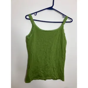 WoolOvers Camisole Women Size M Green Good Lace Trim Silk Cotton Knit Tank Top thumbnail 7