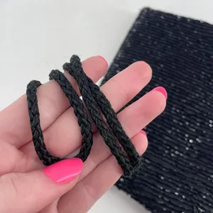 Vintage‎ Beaded Snap Flap Corded Strap Clutch Shoulder Bag Black Small Flapper thumbnail 6