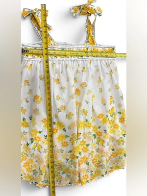 FARM Rio 100% Cotton Azaleia Yellow Floral Tie Straps Mini Dress Size Large thumbnail 15
