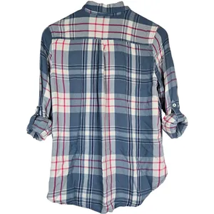 Woolrich Plaid‎ Button Down Shirt Womens M Blue Pink Long Sleeve Rayon thumbnail 4