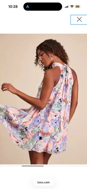 Lulus Tied Back To You Lavender Multi Floral Print Mini Shift Dress thumbnail 4