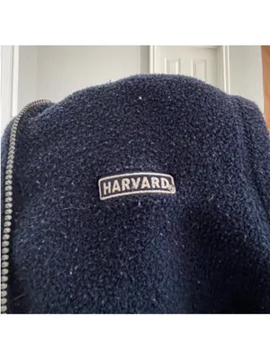Vintage Harvard Navy Hooded Zip Fleece Vest thumbnail 5