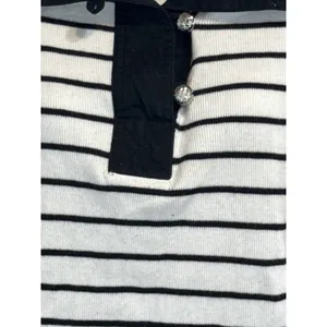 LAUREN RALPH LAUREN Women Striped Button Neck Polo Shirt SMALL Preppy‎ Nautical thumbnail 2