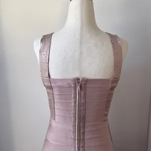 Herve Leger Blush and Silver Mini Dress Size Small thumbnail 5