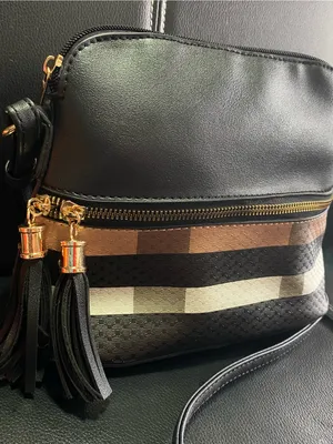 Unbranded Black Crossbody Bag with Striped Accent and Tassel Detail thumbnail 2