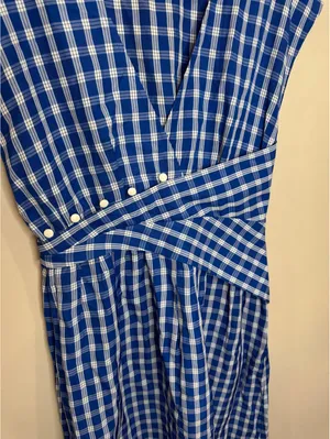 Sea New York Blue Gingham Midi Dress Sz 6 thumbnail 3