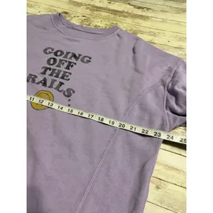 Aerie "Going Off The Rails" Crewneck Sweatshirt Women's Small Purple Oversized thumbnail 5