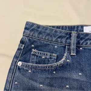 Current/Elliott Size 25 Cotton Blue Denim Studded Mini Skirt Distressed‎ thumbnail 2