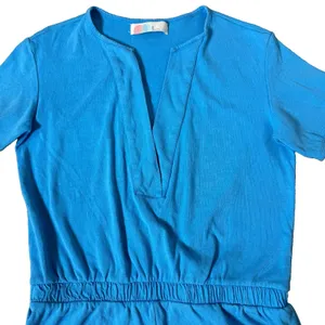 Free People Beach Lainey Romper Size M Blue V-Neck Stretch Relaxed Fit Knit Boho thumbnail 2