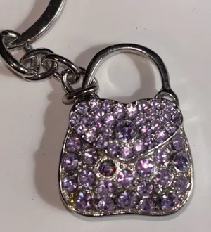 Purple Rhinestone Purse Keychain Shiny and Bright 1-2” in Height thumbnail 1