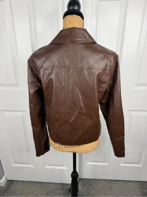 Anthropologie Brown Faux Leather Moto Biker Jacket M NWOT thumbnail 6