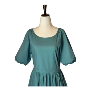 Peter Som Collective Dress Womens 12 Green Puff Sleeve Tie Fit And Flare Mini‎ thumbnail 5