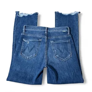 Mother The Insider Crop Step Chew Jeans Dancing On Coals Blue 1417-104‎ Size 26 thumbnail 2
