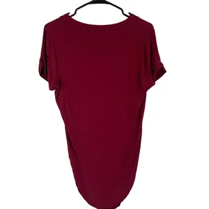 Free People Maroon V-Neck Short Sleeve Snap Closure Bodysuit Women Sz L thumbnail 2