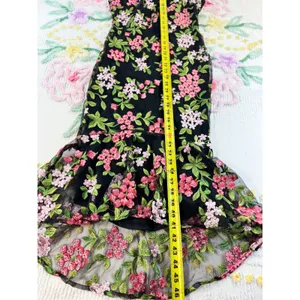 Calvin Klein Floral Embroidered Mesh Mermaid Midi Dress Black Pink 2P CD8L15EZ‎ thumbnail 3