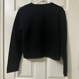 Vintage Black 100% Merino Wool Cardigan Sweater Sz M Medium Beaded thumbnail 6