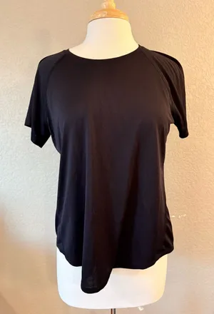 Tek Gear Workout Top Women’s L Petite Black Short Sleeve Athletic thumbnail 1