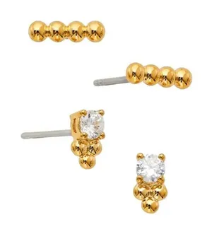 NWT AJOA Lala 2‎ Pack Gold Stud Earrings Minimalist thumbnail 1