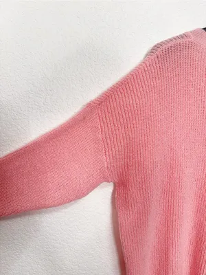 Amazon Coral Pink Oversized Henley Button Pullover Knit Sweater thumbnail 9
