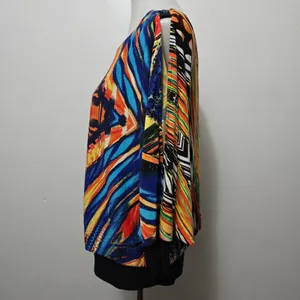 Bali M Multicolor Abstract Cold Shoulder Split Sleeve Top Lagenlook Avante Garde thumbnail 4
