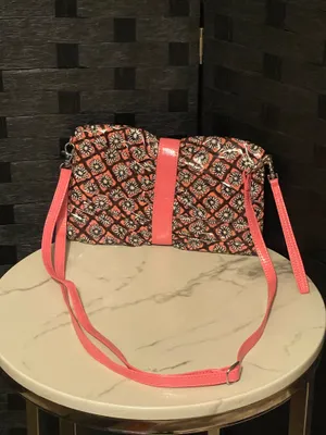 Vera Bradley Pink Brown Crossbody Floral Clutch Bag Vinyl Multiple Wear Classic thumbnail 2