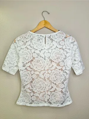 NEW BHLDN Anthropologie Jive Top Lace Bridal Wedding Blouse Top White Floral thumbnail 9