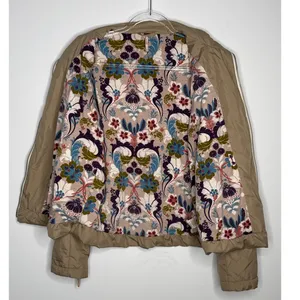 Free People Smocked Bomber Jacket with Floral Lining – Size Small thumbnail 5