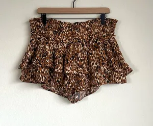 NWT Anthropologie Celandine Animal Print Tiered Ruffle Shorts thumbnail 1