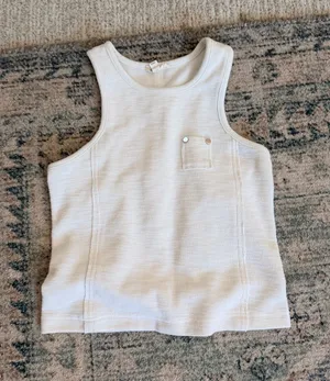 Anthropology pilcro white cropped racer back studded tank top XXS thumbnail 1