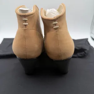 Maje Tan Leather Ankle Boots EU 36 US 5.5 Block Heel Whipstitch Portugal thumbnail 4