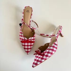 Wild Fable Lysandra Gingham Eyelet Kitten Heels Women's 11 Red & White NWT thumbnail 7