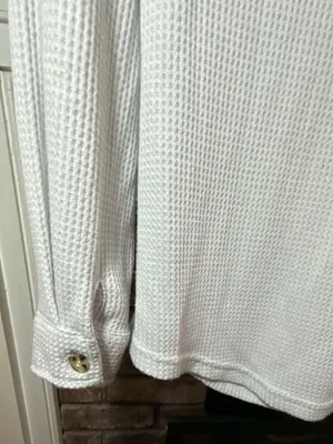 Better Together White Waffle Knit Button-Down Long Sleeve Shirt thumbnail 5