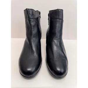 Clarks Boots‎ Size 9US Black Leather Block Heel Zip Up Booties NEW thumbnail 5