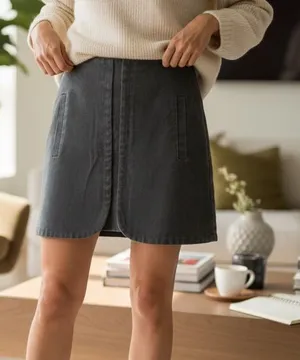 Catwalk Gray Denim‎ Mini Skirt thumbnail 1